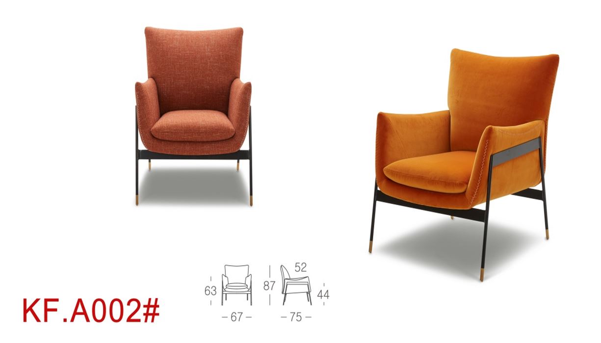 Divani Casa Joseph Modern Orange Fabric Accent Chair-Lounge Chair-VIG-Wall2Wall Furnishings