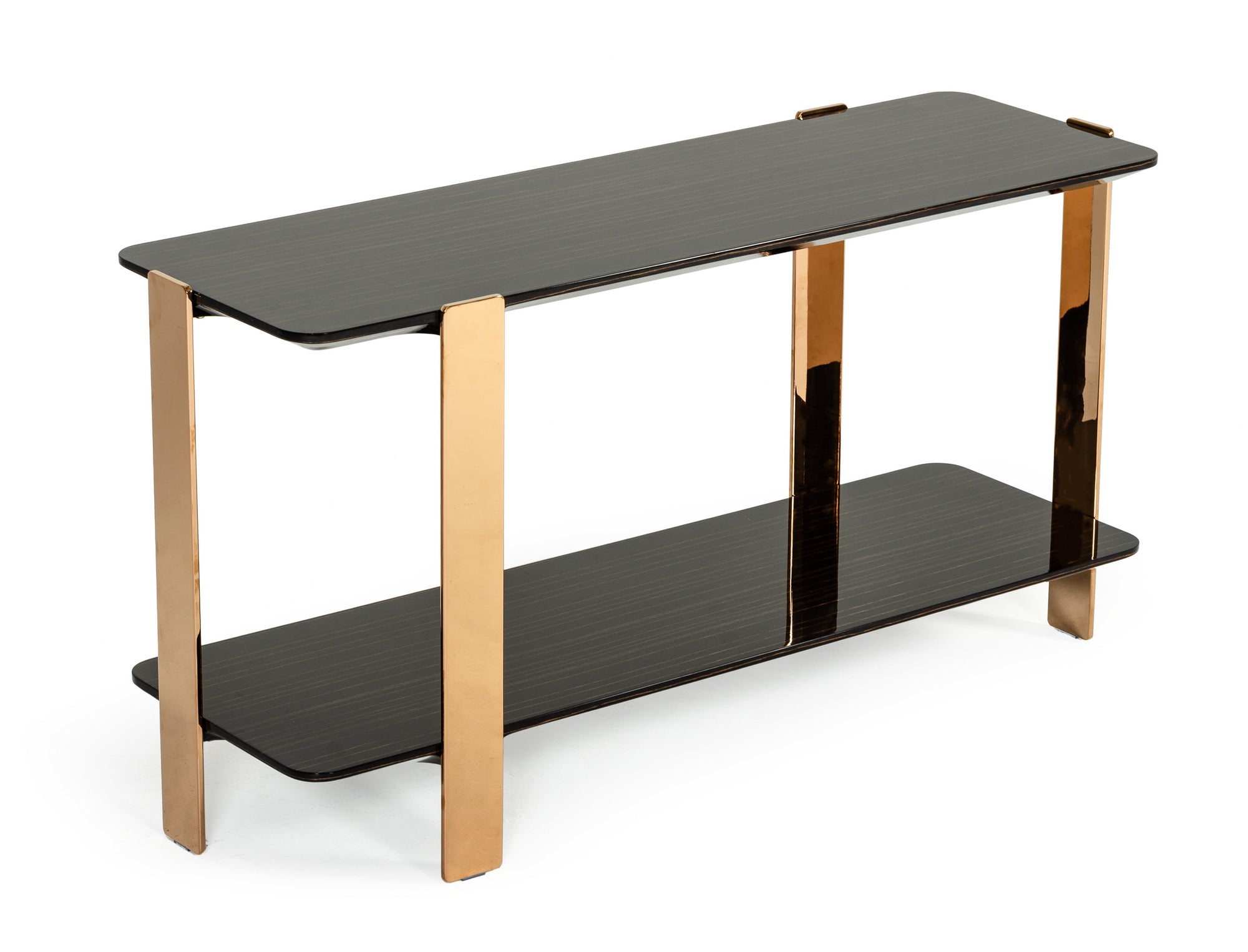 Modrest Leroy Modern Ebony & Rosegold Console Table-Console Table-VIG-Wall2Wall Furnishings