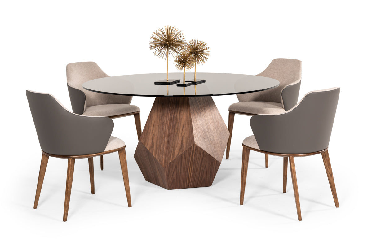 Modrest Rackham Modern Walnut Round Dining Table-Dining Table-VIG-Wall2Wall Furnishings