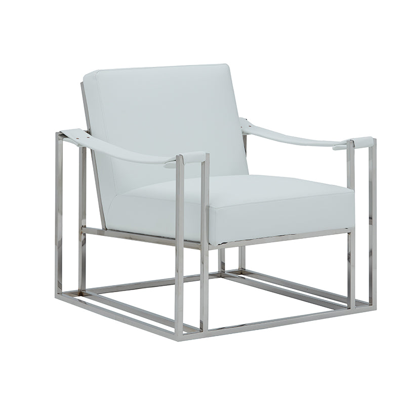 Modrest Larson Modern White Leatherette Accent Chair-Lounge Chair-VIG-Wall2Wall Furnishings