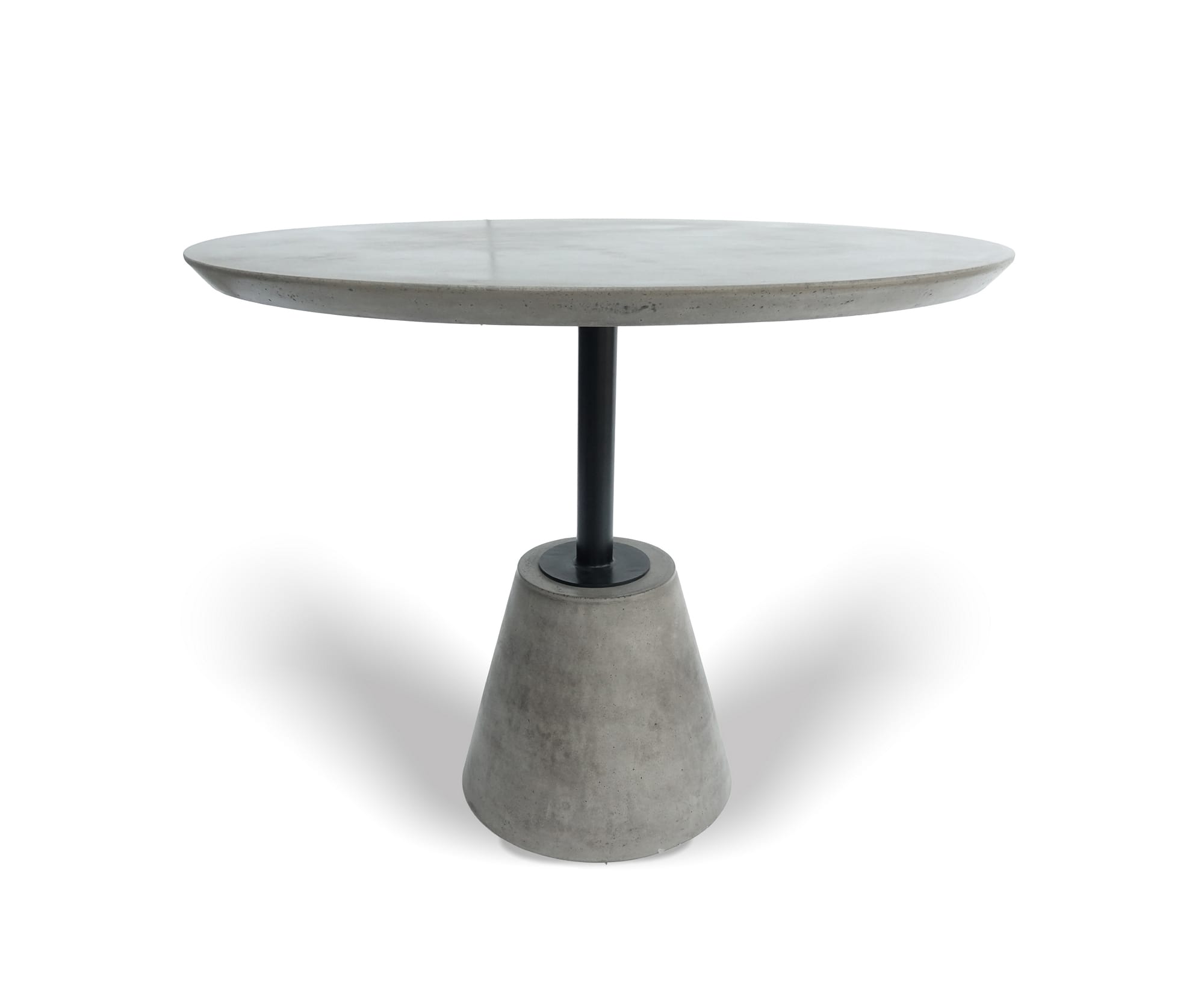 Modrest Nathrop - Modern Grey Concrete & Black Metal Round Dining Table-Dining Table-VIG-Wall2Wall Furnishings
