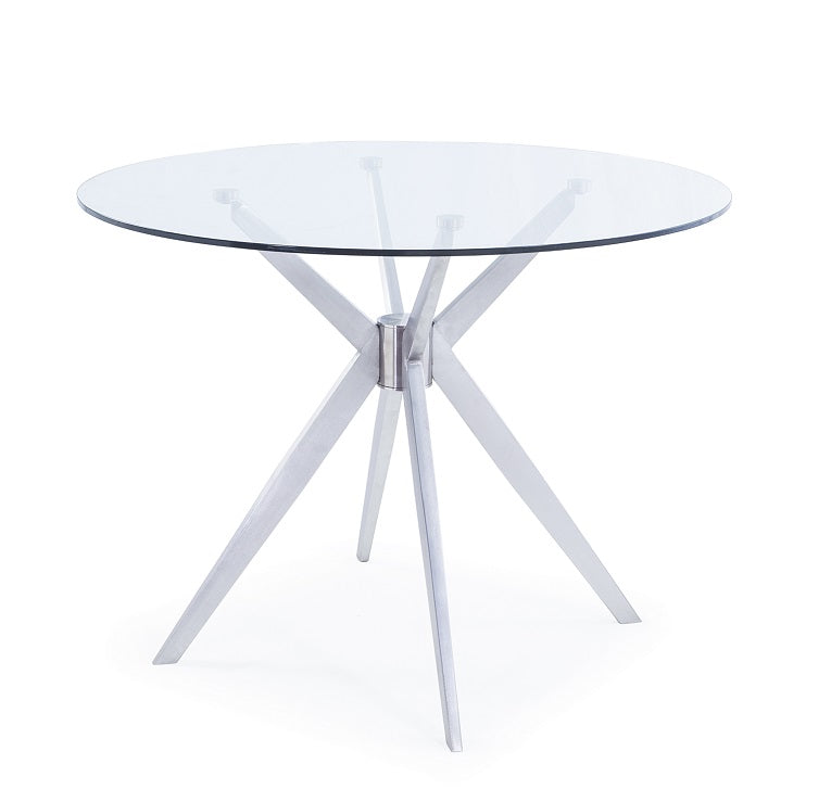 Modrest Dallas - Modern Brushed Stainless Steel Dining Table-Dining Table-VIG-Wall2Wall Furnishings