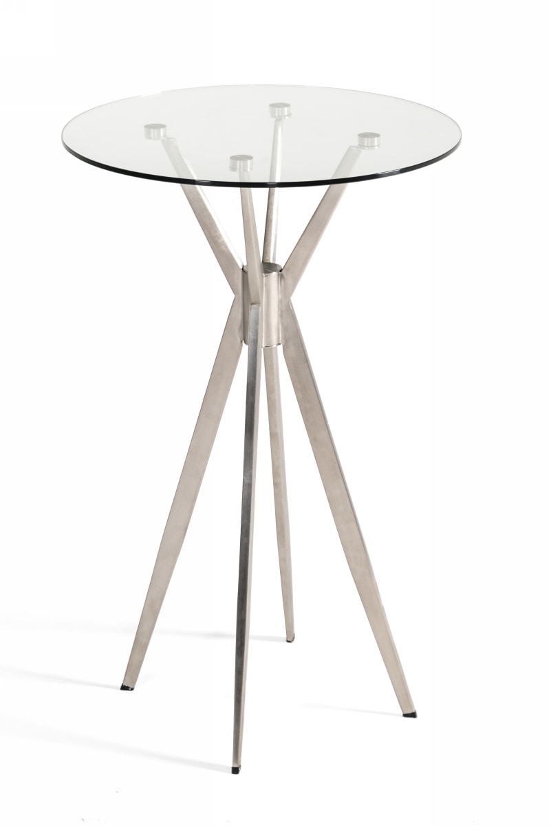 Modrest Kaitlyn - Modern Stainless Steel & Glass Bar Table-Bar Table-VIG-Wall2Wall Furnishings