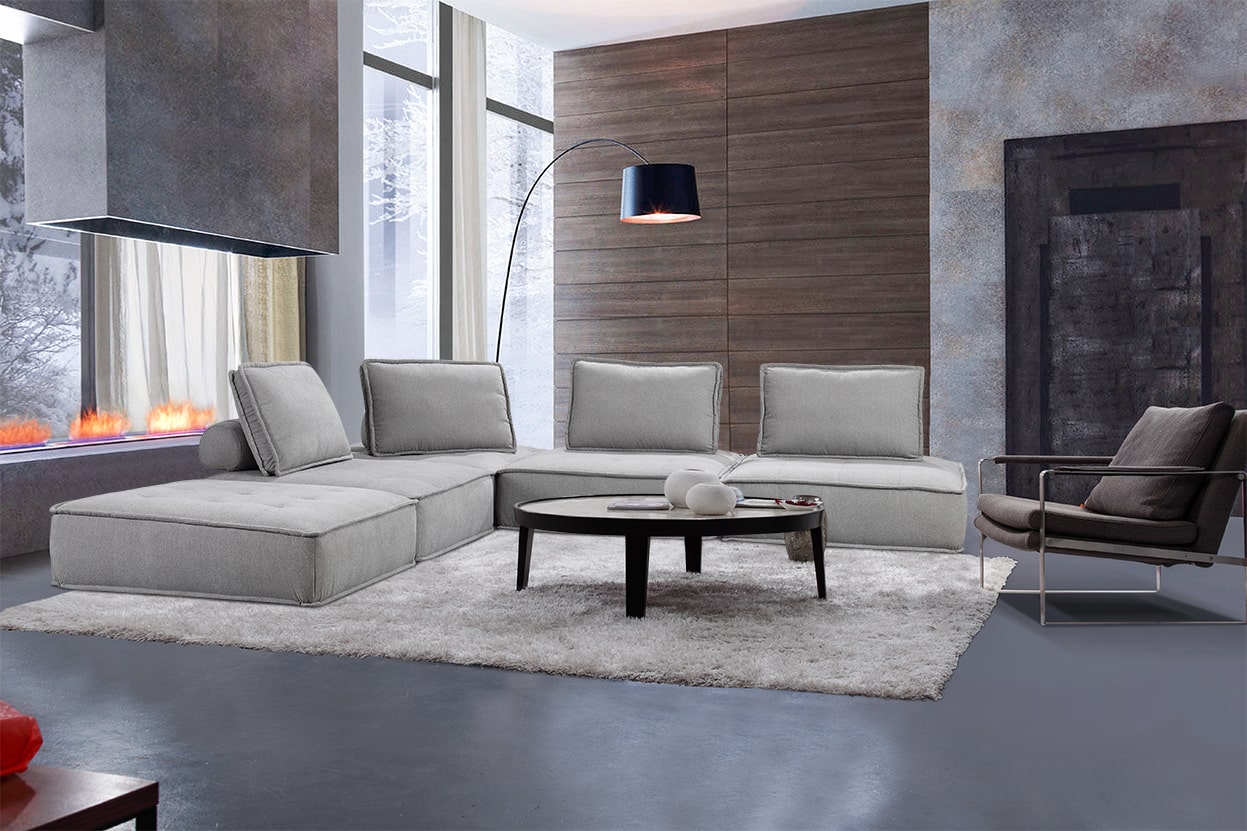 Divani Casa Nolden - Modern Fabric Sectional Sofa-Sectional Sofa-VIG-Wall2Wall Furnishings