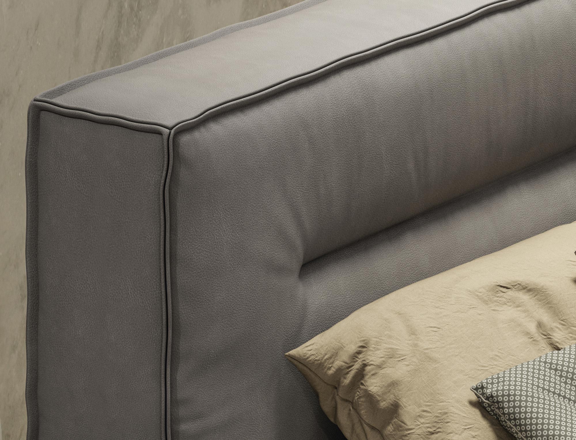 Lamod Italia Hollywood - Italian Contemporary Grey Leather Bed-Bed-VIG-Wall2Wall Furnishings