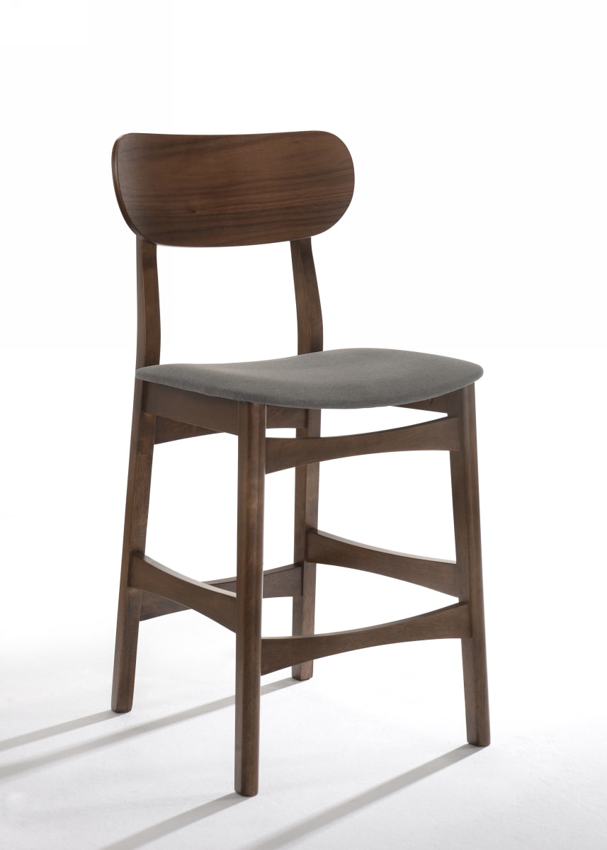 Modrest Lynn - Modern Grey & Walnut Bar Chair (Set of 2)-Bar Stool-VIG-Wall2Wall Furnishings