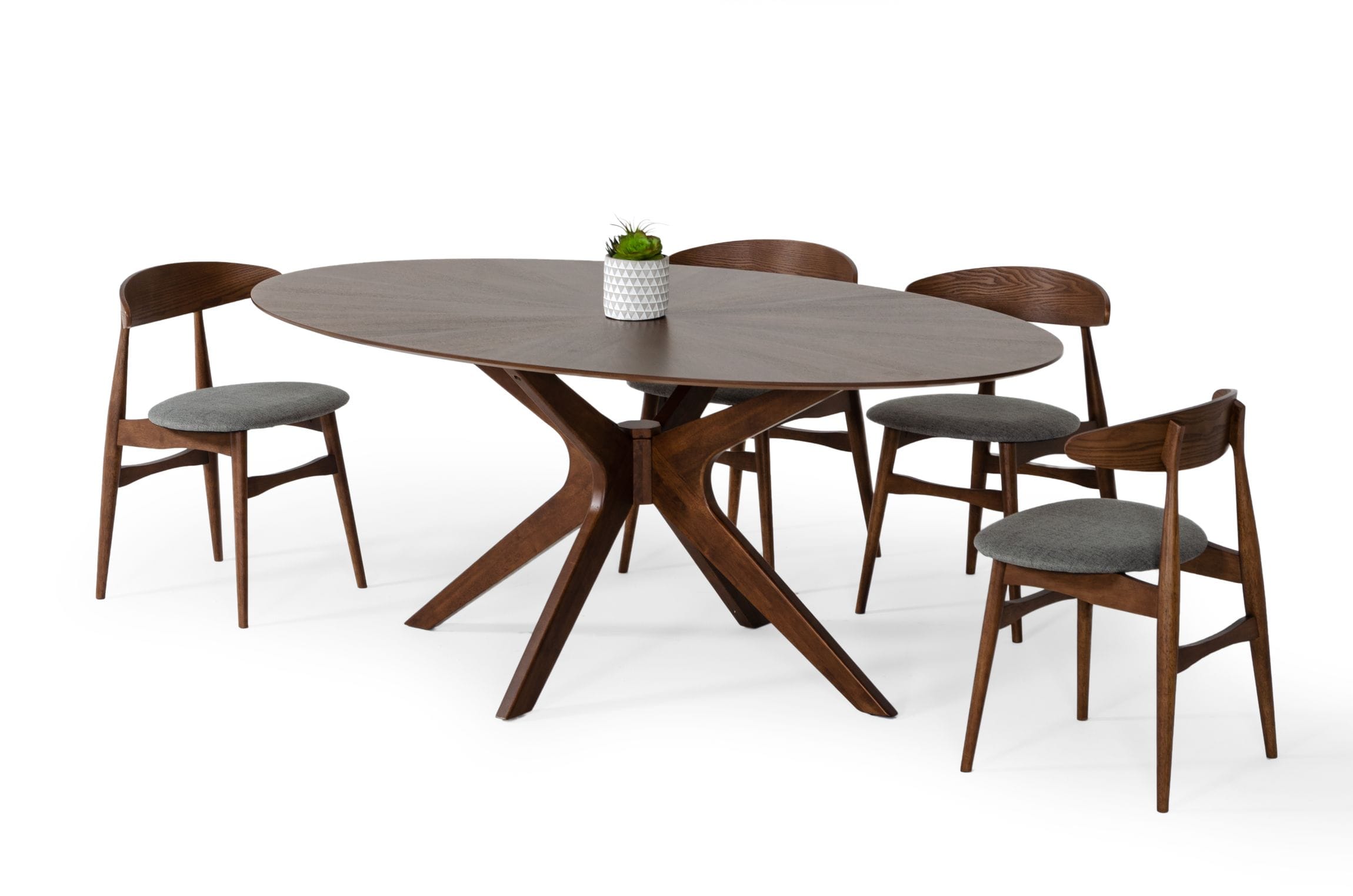 Modrest Prospect - Modern Oval Walnut Dining Table-Dining Table-VIG-Wall2Wall Furnishings