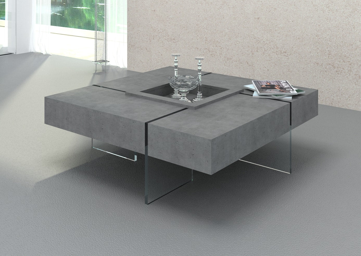 Modrest Shauna - Modern Faux Concrete Floating Coffee Table-Coffee Table-VIG-Wall2Wall Furnishings