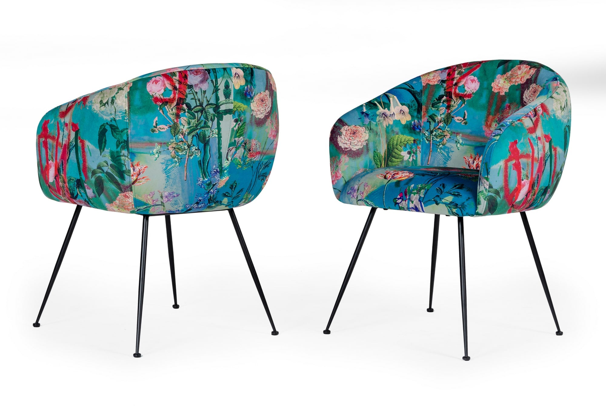 Modrest Roxann - Contemporary Floral Velvet Dining Chair-Dining Chair-VIG-Wall2Wall Furnishings