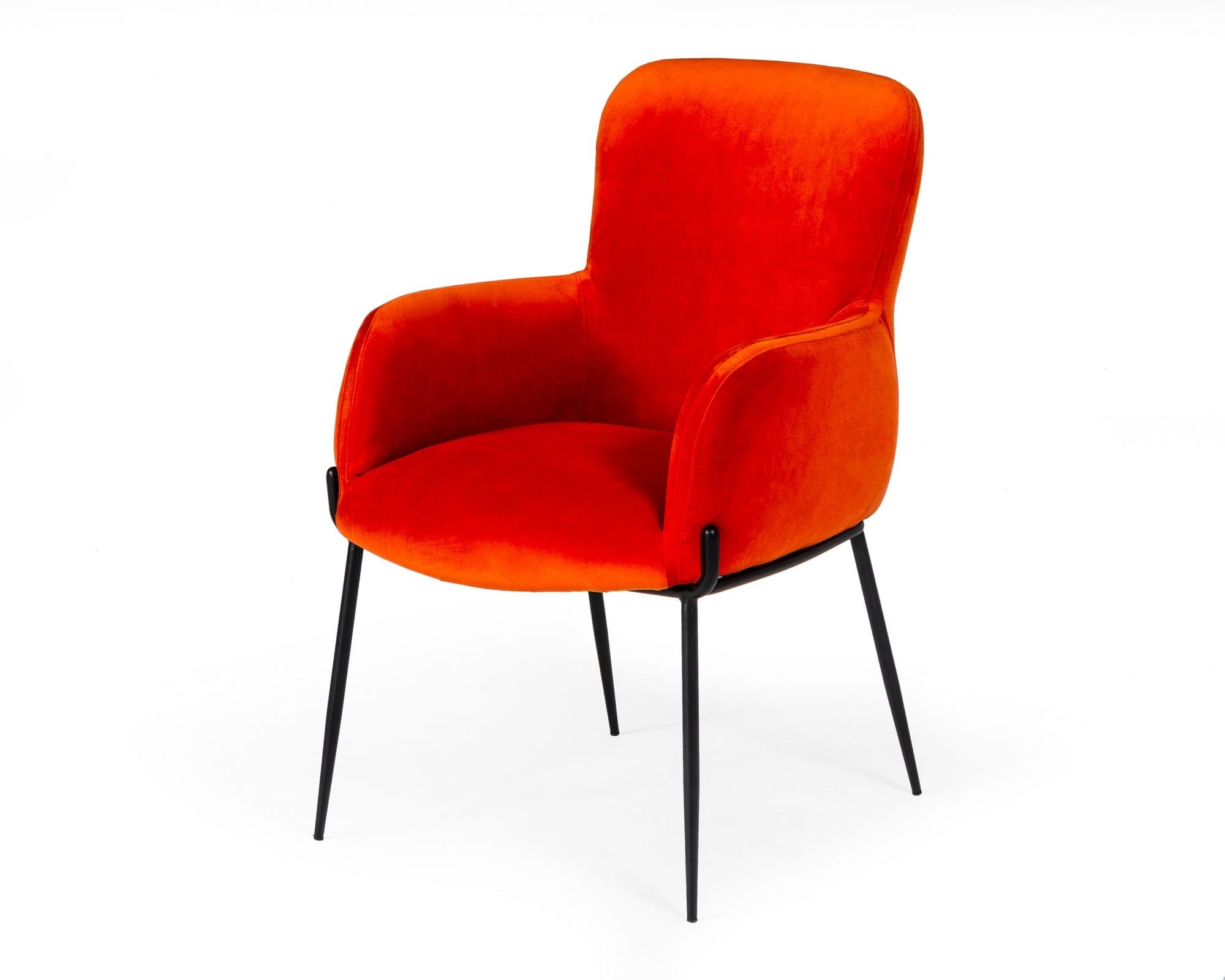 Modrest Frisco - Mid-Century Orange Velvet dining Chair-Dining Chair-VIG-Wall2Wall Furnishings