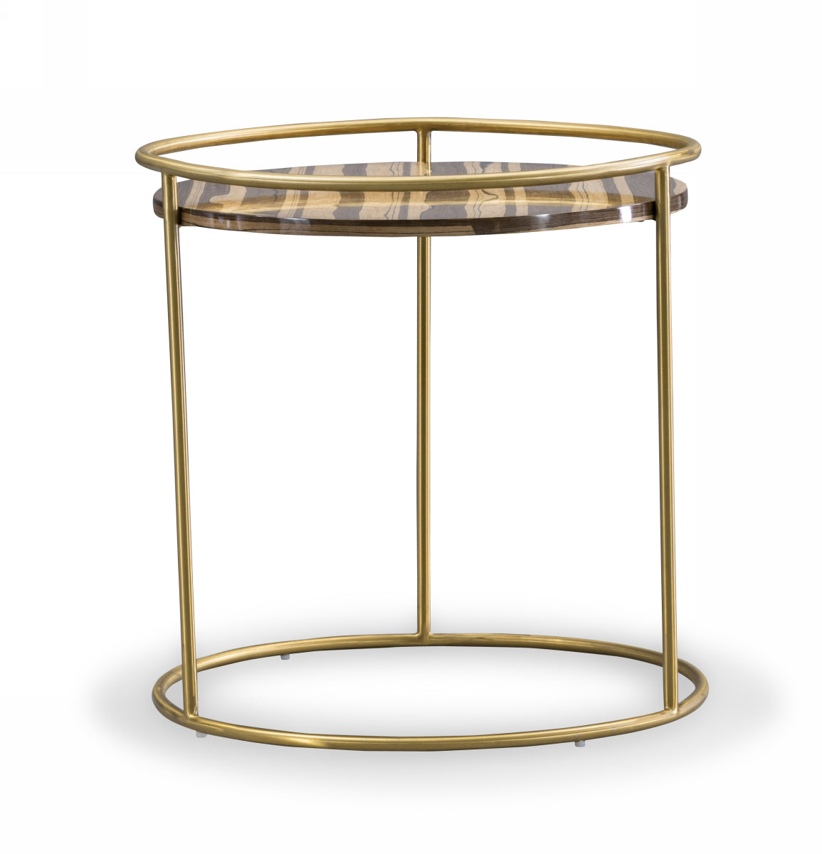Modrest Gilcrest - Glam Brown and Gold Marble End Table-End Table-VIG-Wall2Wall Furnishings