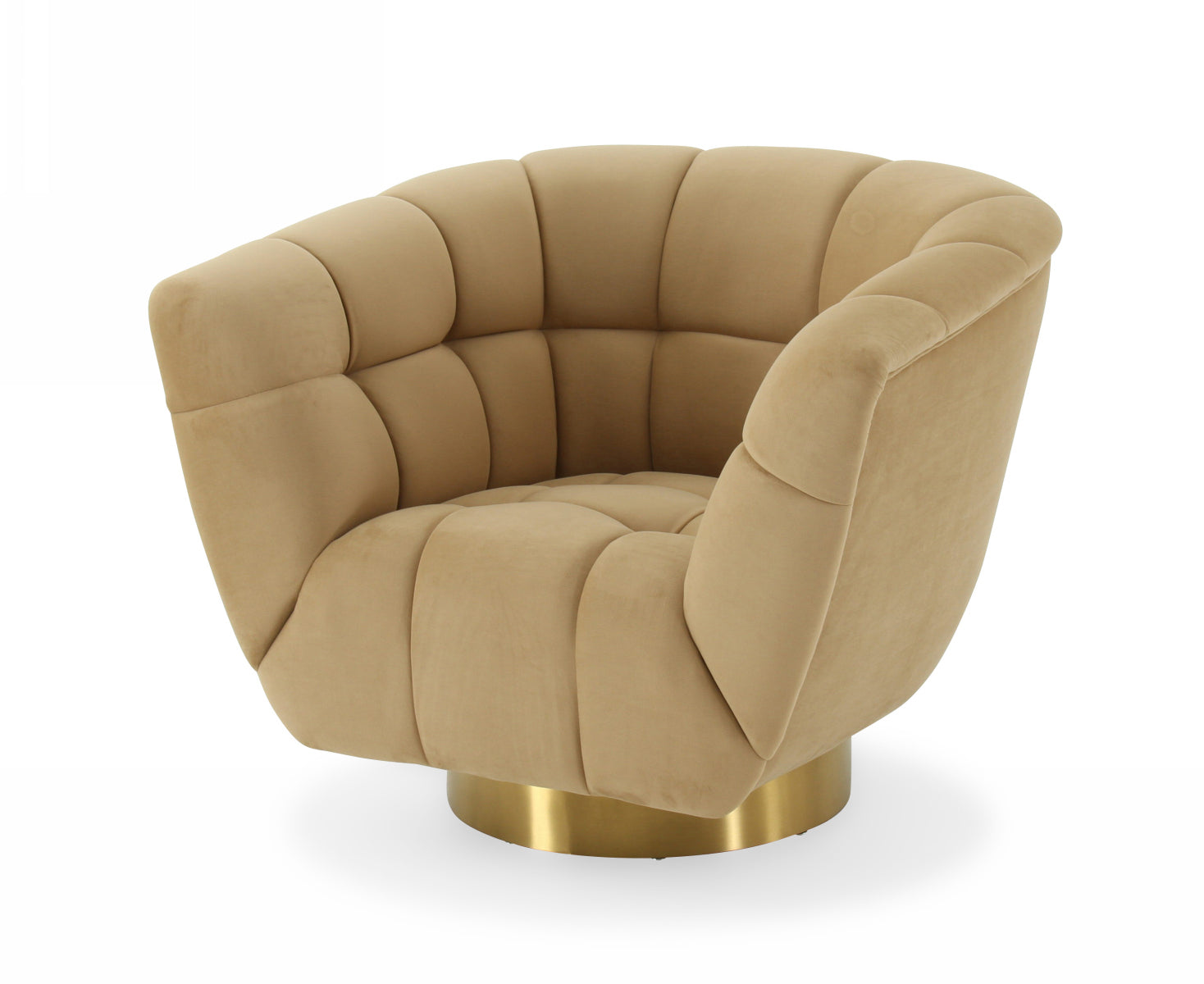 Divani Casa Granby - Glam Mustard and Gold Fabric Chair-Lounge Chair-VIG-Wall2Wall Furnishings
