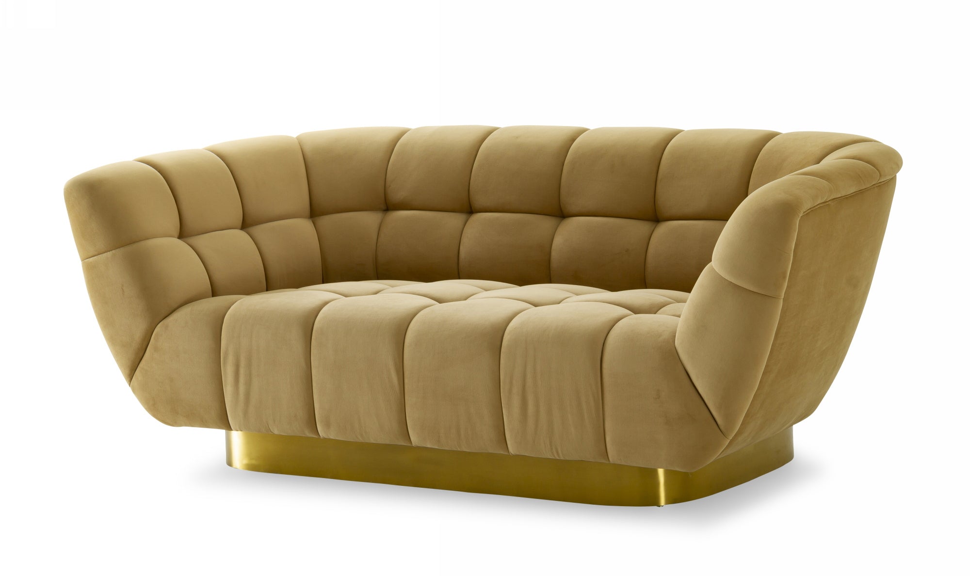 Divani Casa Granby - Glam Mustard and Gold Fabric Loveseat-Sofa-VIG-Wall2Wall Furnishings