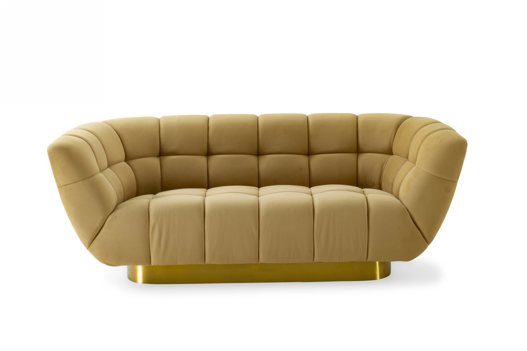 Divani Casa Granby - Glam Mustard and Gold Fabric Loveseat-Sofa-VIG-Wall2Wall Furnishings