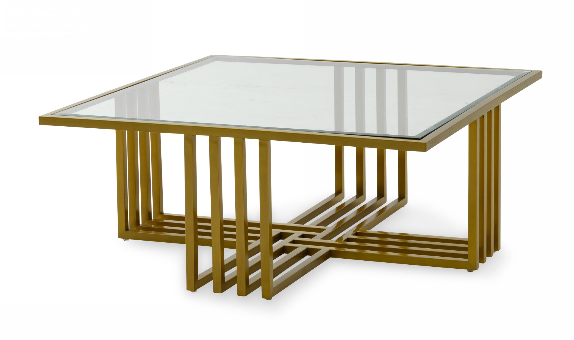 Modrest Kodiak - Glam Clear Glass and Gold Glass Coffee Table-Coffee Table-VIG-Wall2Wall Furnishings