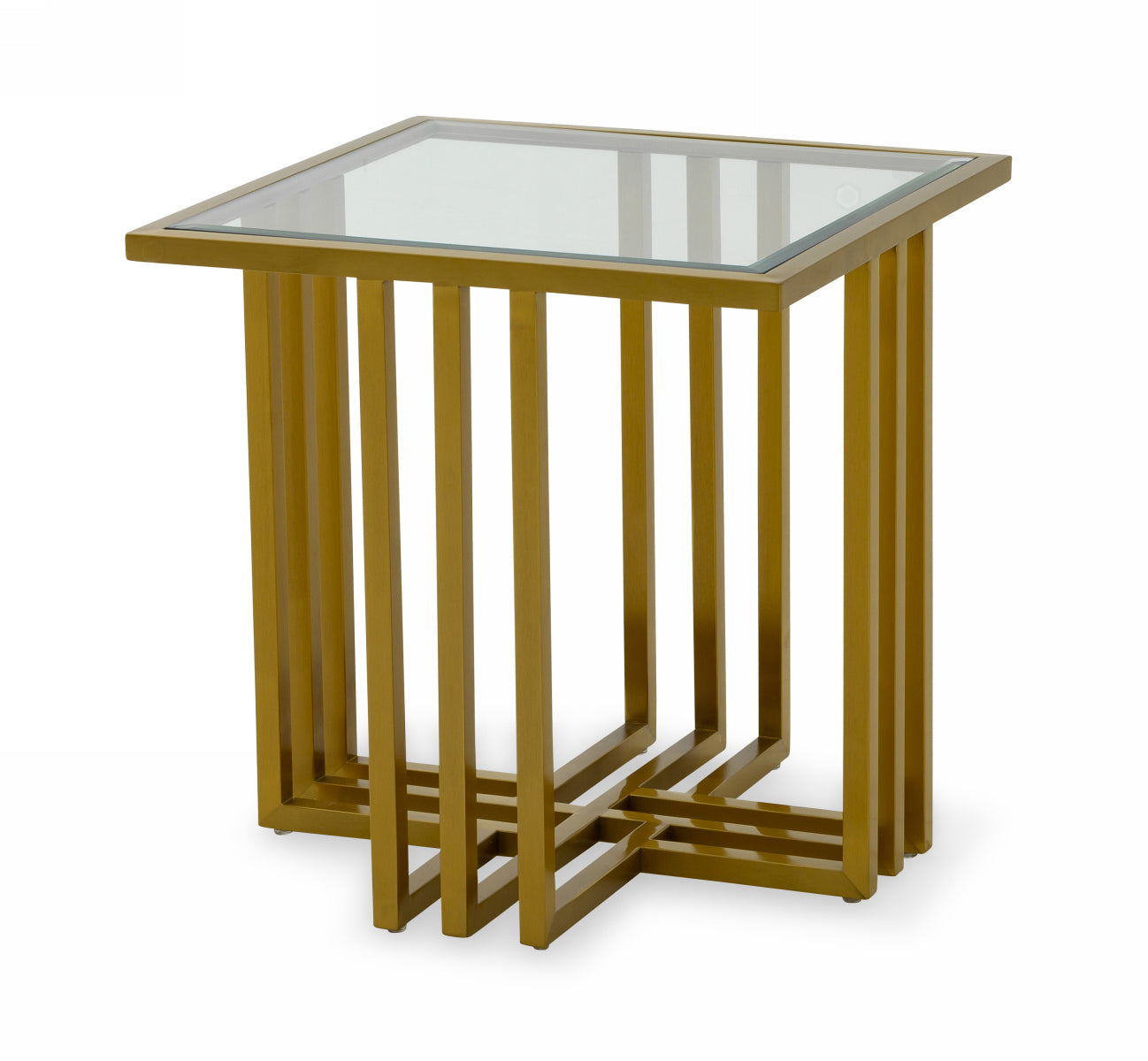 Modrest Kodiak - Glam Clear Glass and Gold Glass End Table-End Table-VIG-Wall2Wall Furnishings