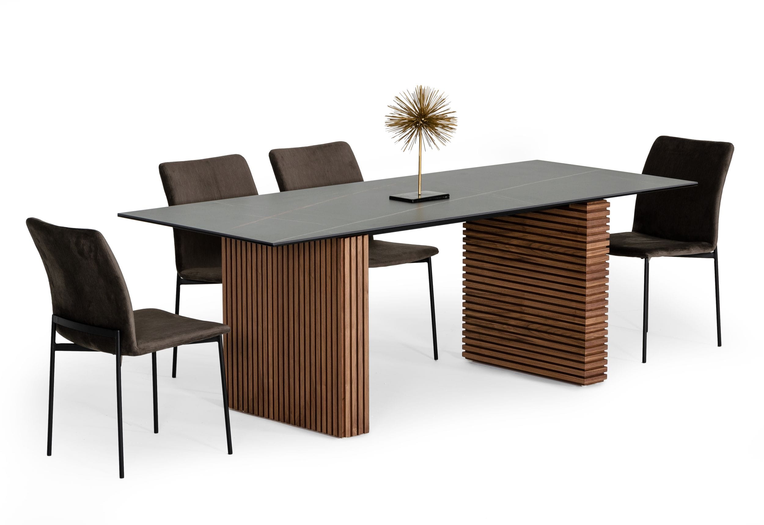 Modrest Maggie - Modern Walnut and Black Ceramic Top Dining Table-Dining Table-VIG-Wall2Wall Furnishings
