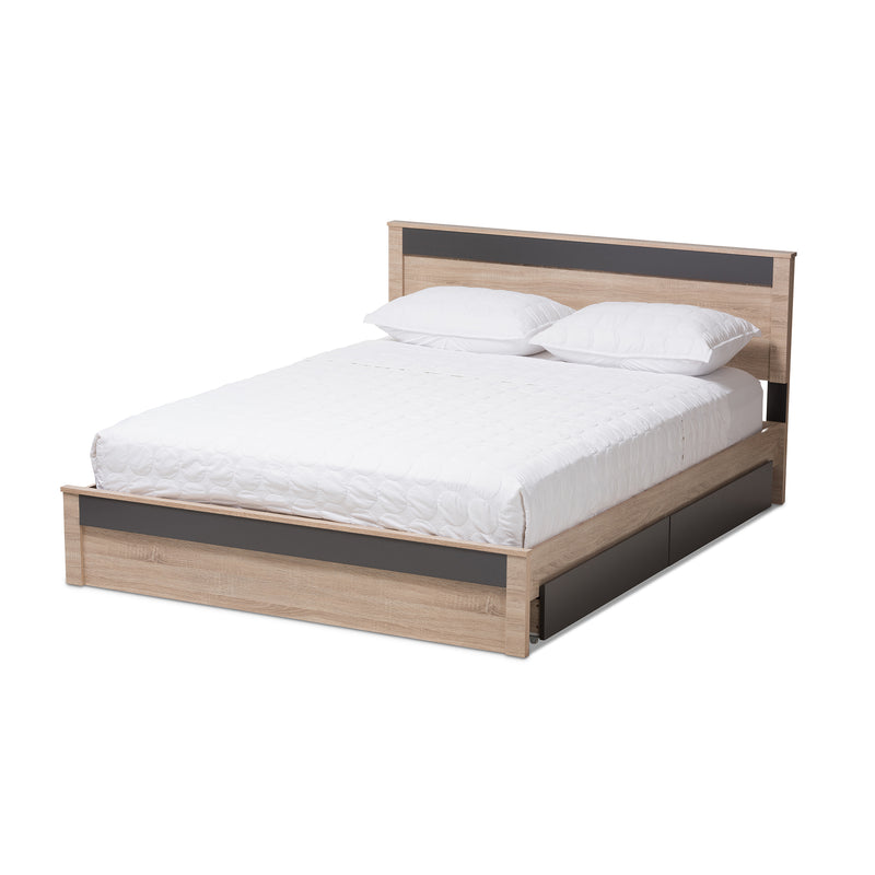 Jamie Contemporary Bed Two-Tone 2-Drawer-Bed-Baxton Studio - WI-Wall2Wall Furnishings