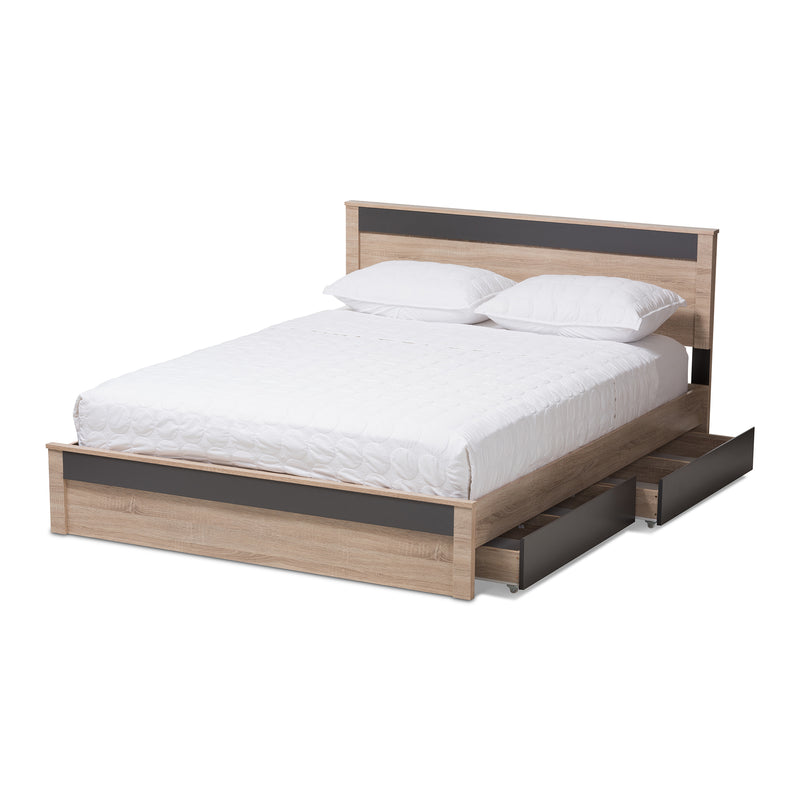 Jamie Contemporary Bed Two-Tone 2-Drawer-Bed-Baxton Studio - WI-Wall2Wall Furnishings