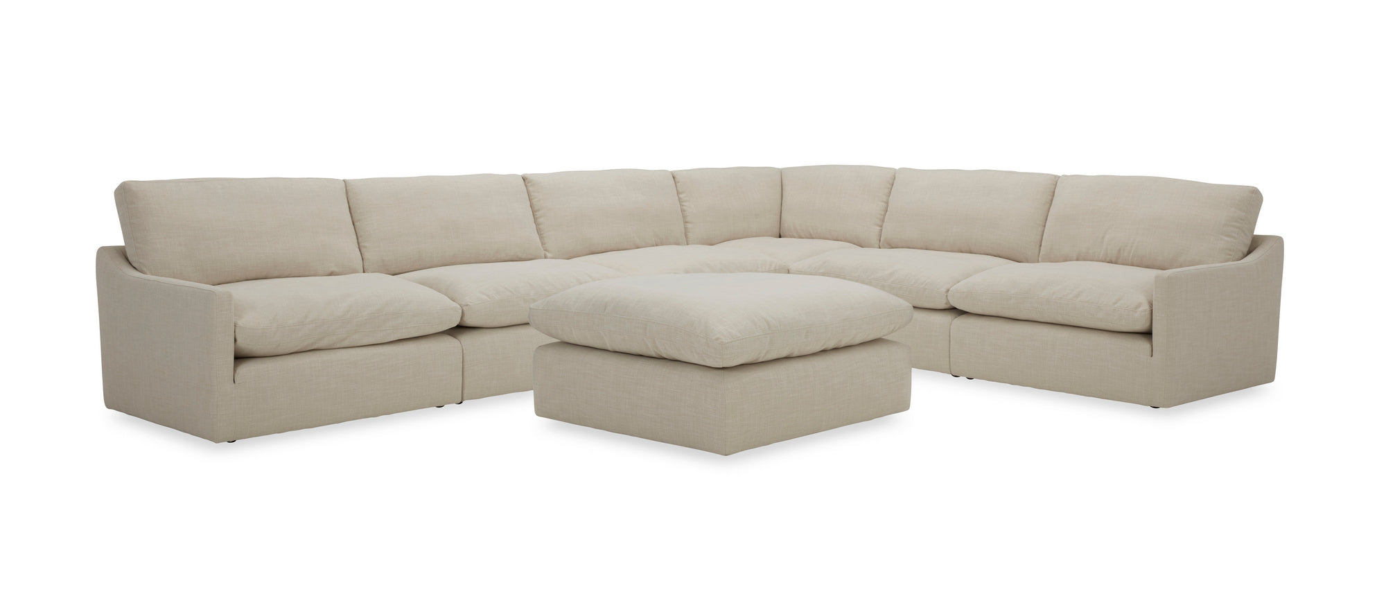 Divani Casa Fedora - Modern White Fabric Sectional Sofa + Ottoman-Sectional Sofa-VIG-Wall2Wall Furnishings
