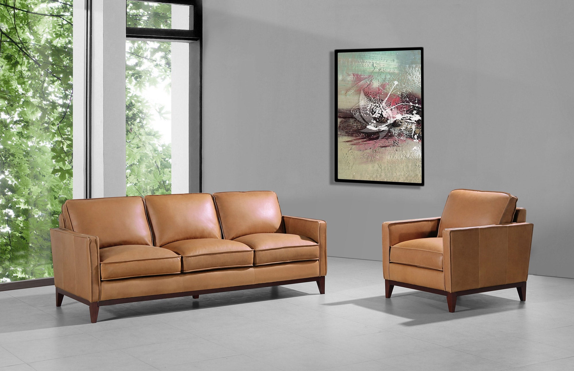 Divani Casa Naylor - Modern Brown Italian Leather Split Chair-Arm Chair-VIG-Wall2Wall Furnishings