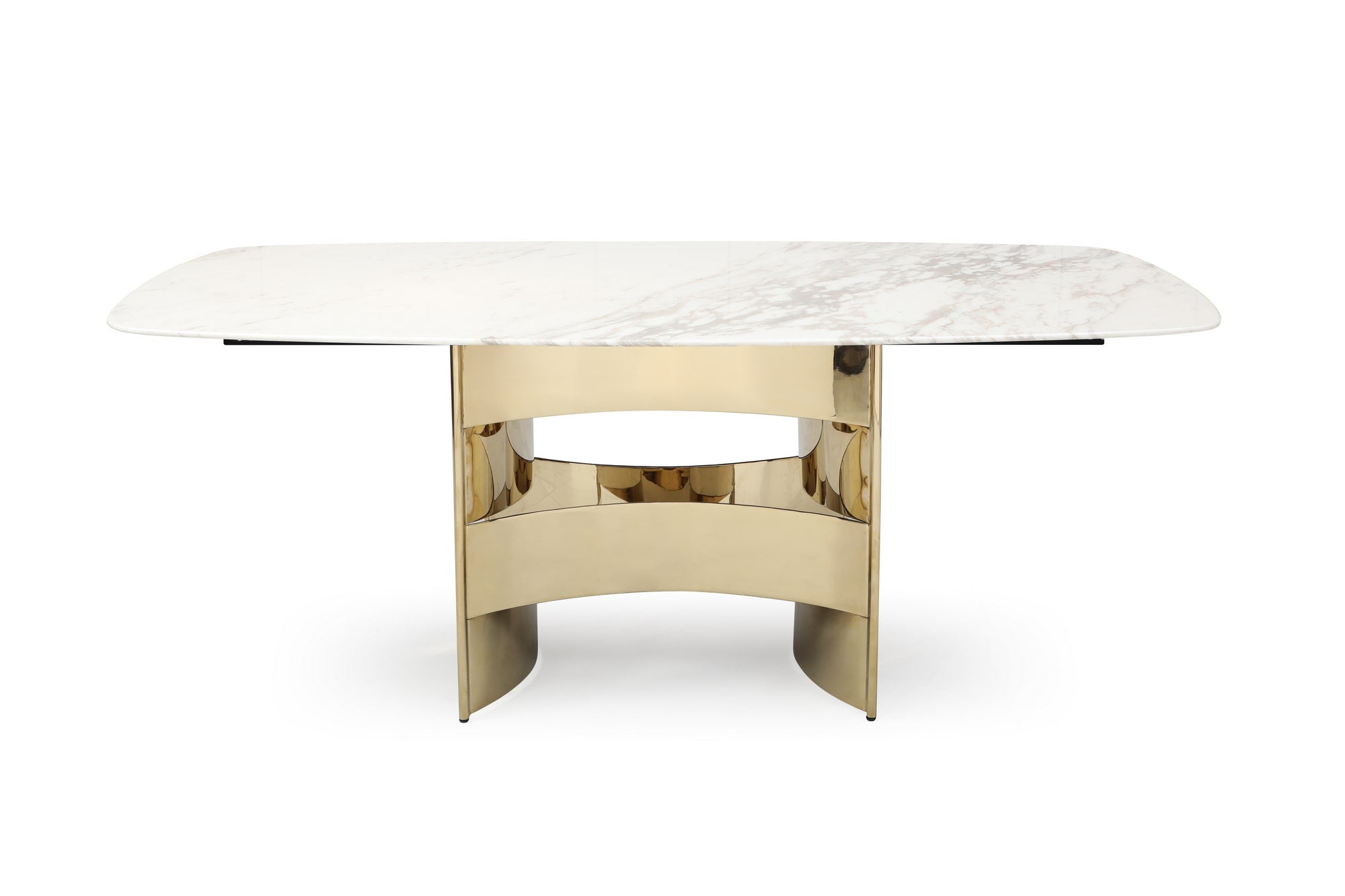 Modrest Marmot - White Marble and Rose Gold Dining Table-Dining Table-VIG-Wall2Wall Furnishings