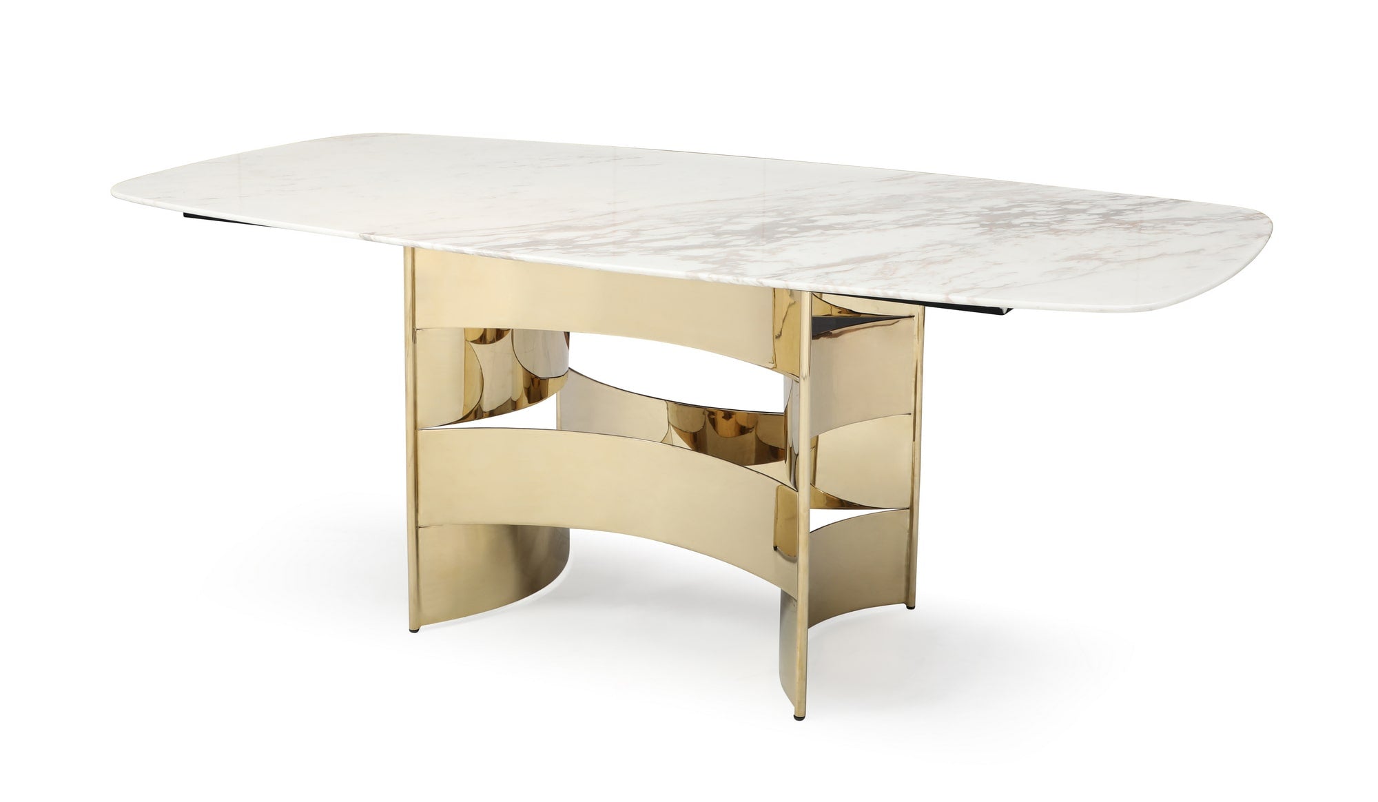 Modrest Marmot - White Marble and Rose Gold Dining Table-Dining Table-VIG-Wall2Wall Furnishings