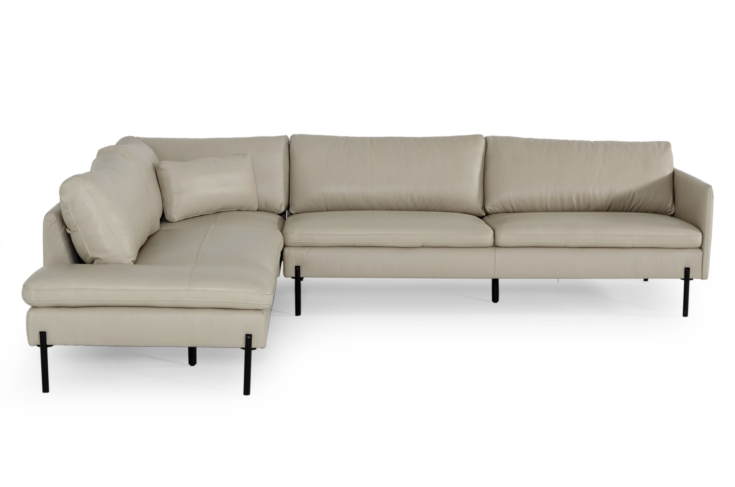 Divani Casa Sherry - Modern Grey Leather Left Facing Sectional Sofa-Sectional Sofa-VIG-Wall2Wall Furnishings