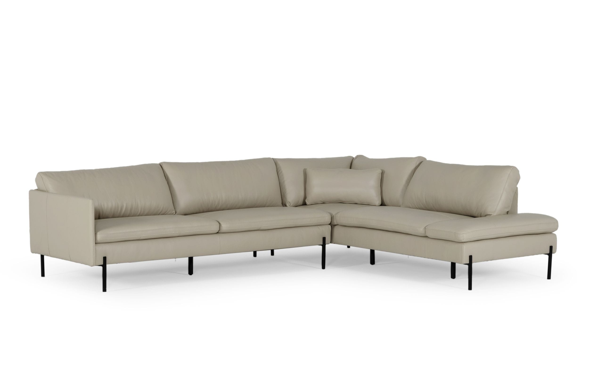 Divani Casa Sherry - Modern Grey Leather Right Facing Sectional Sofa-Sectional Sofa-VIG-Wall2Wall Furnishings