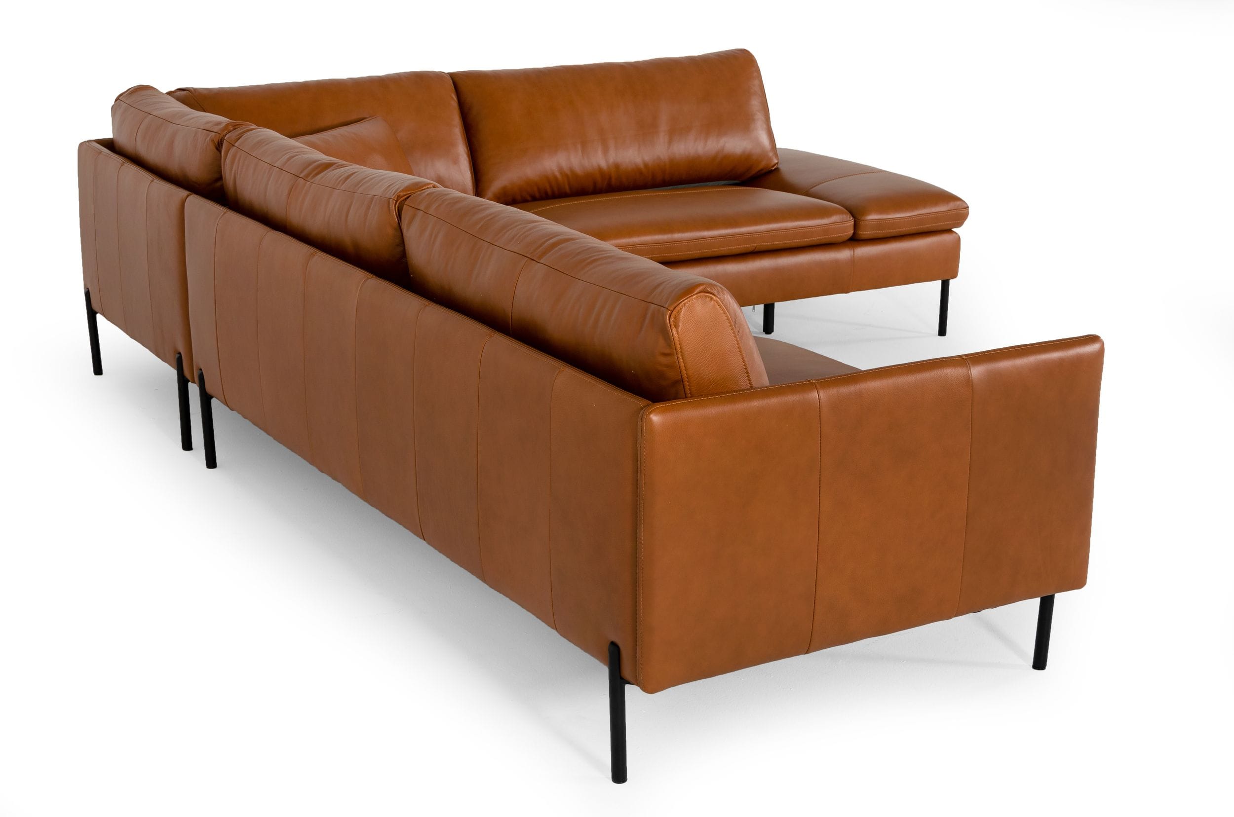 Divani Casa Sherry - Modern Cognac Leather Right Facing Sectional Sofa-Sectional Sofa-VIG-Wall2Wall Furnishings