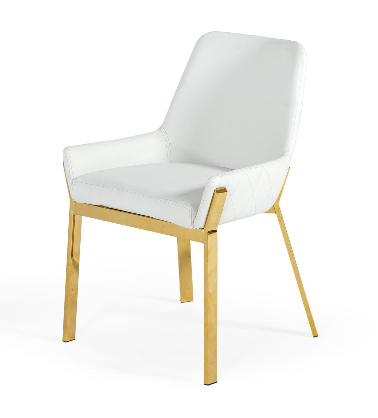 Modrest Ganon - Modern White & Gold Dining Chair-Dining Chair-VIG-Wall2Wall Furnishings