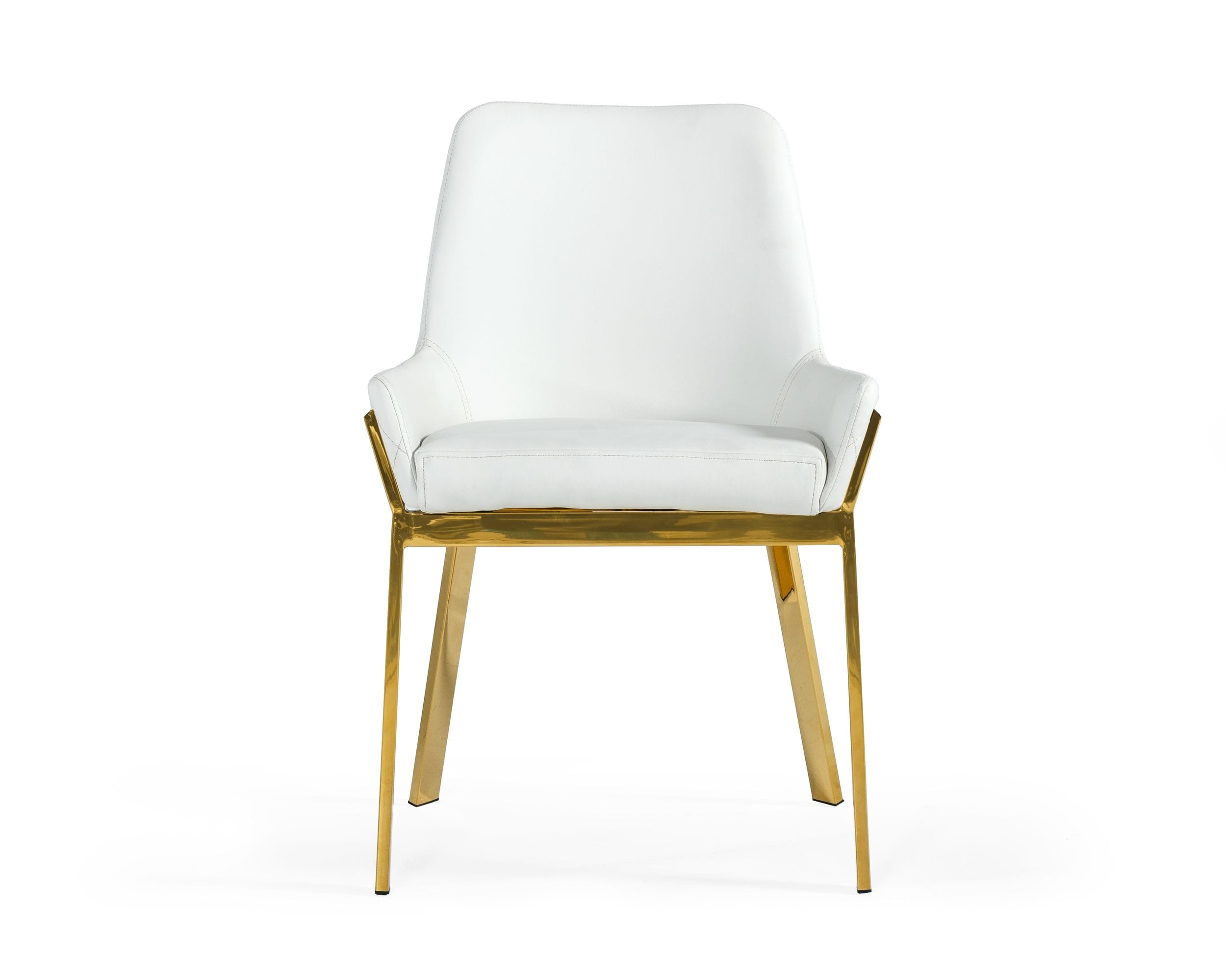 Modrest Ganon - Modern White & Gold Dining Chair-Dining Chair-VIG-Wall2Wall Furnishings