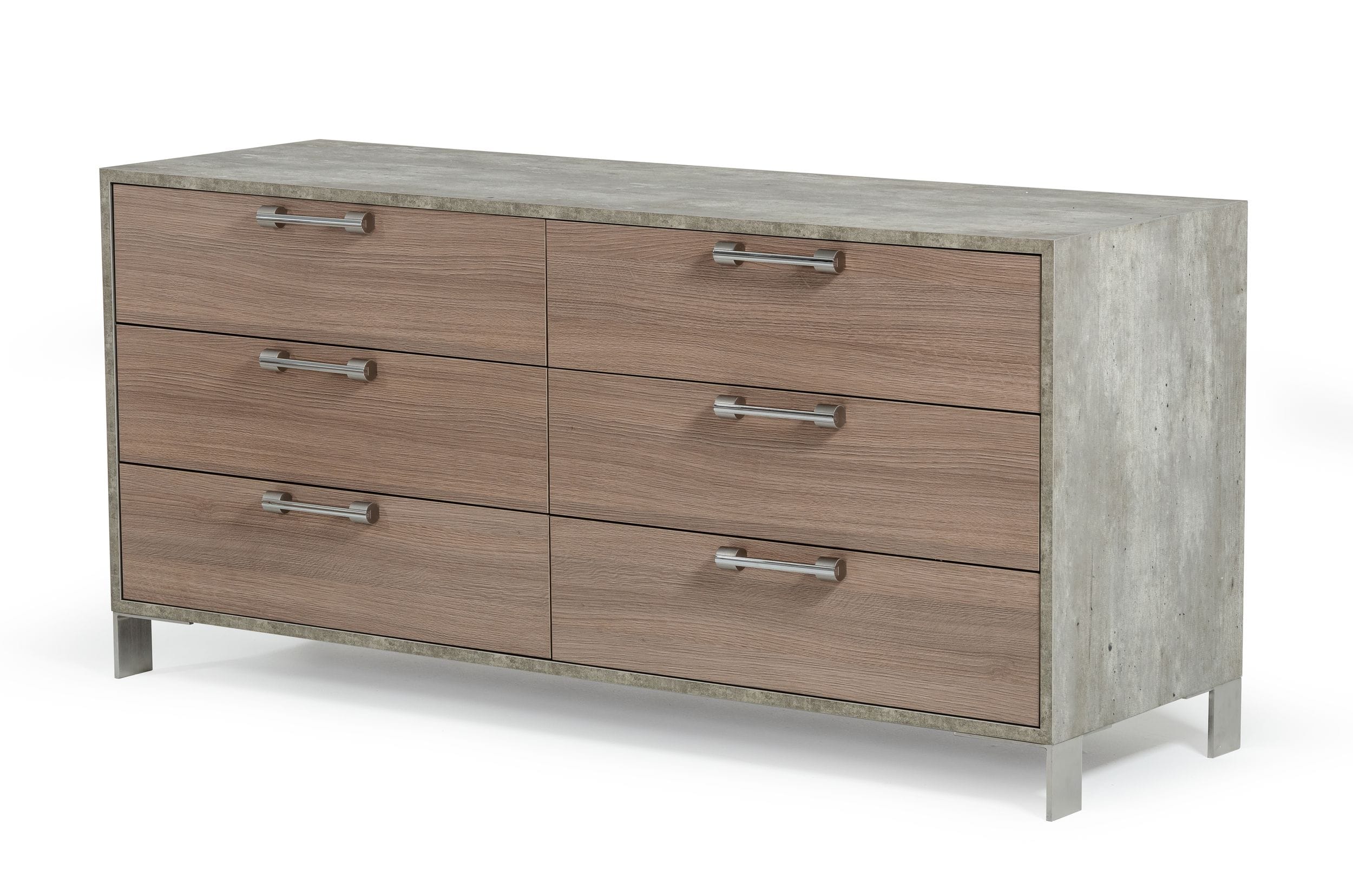 Nova Domus Boston - Modern Brown Oak & Brushed Stainless Steel Dresser-Dresser-VIG-Wall2Wall Furnishings