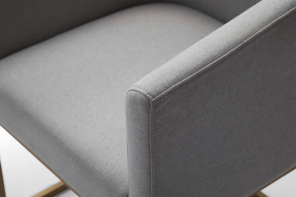 Modrest Yukon - Modern Medium Grey Fabric & Antique Brass Dining Chair-Dining Chair-VIG-Wall2Wall Furnishings