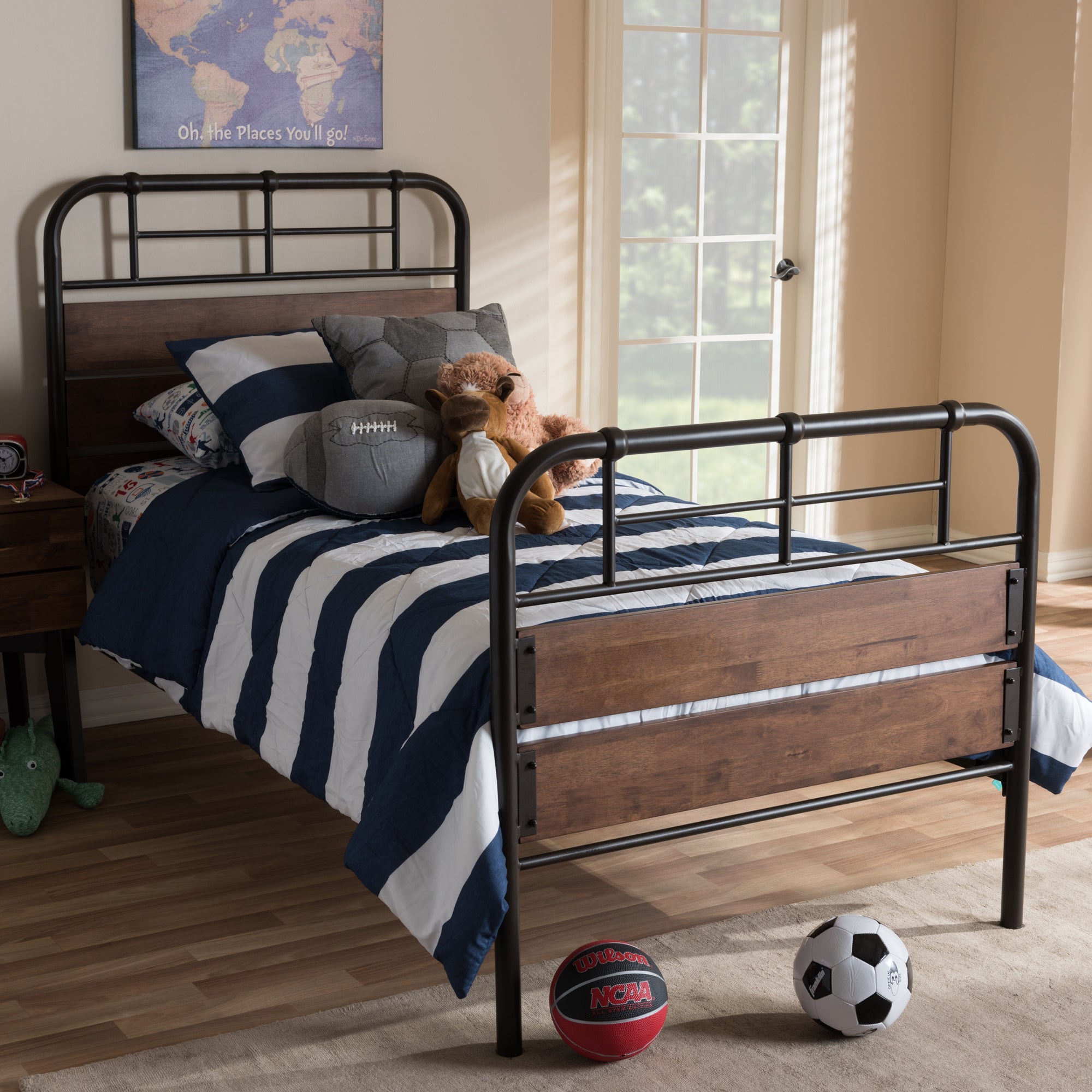 Monoco Industrial Bed-Bed-Baxton Studio - WI-Wall2Wall Furnishings