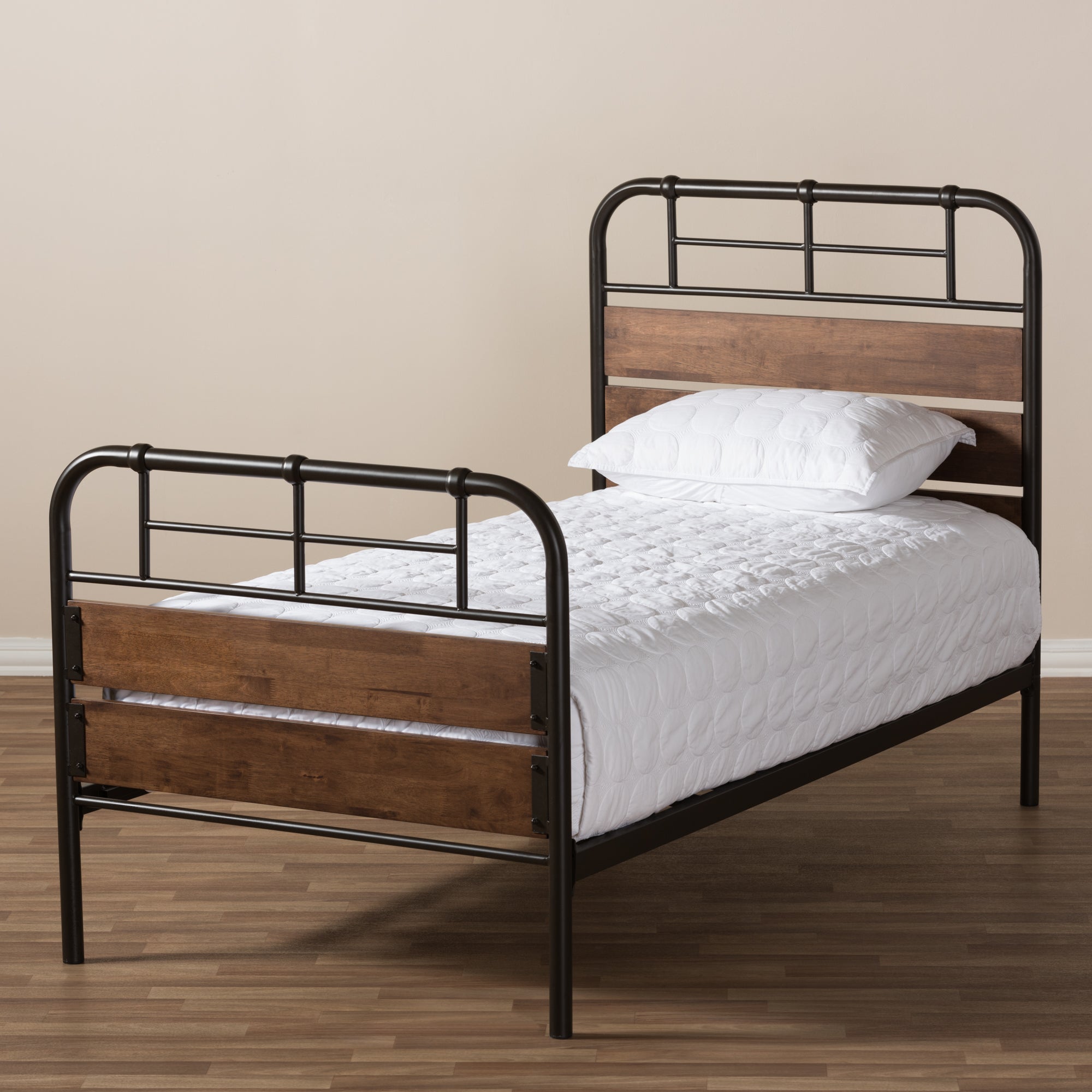 Monoco Industrial Bed-Bed-Baxton Studio - WI-Wall2Wall Furnishings