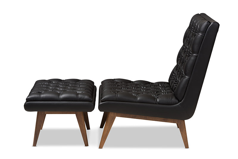 Annetha Mid-Century Living Room Chair & Ottoman-Chair & Ottoman-Baxton Studio - WI-Wall2Wall Furnishings