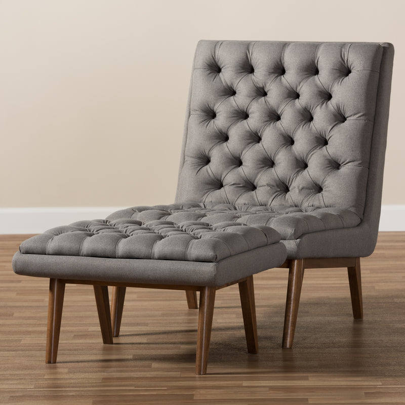 Annetha Mid-Century Living Room Chair & Ottoman-Chair & Ottoman-Baxton Studio - WI-Wall2Wall Furnishings