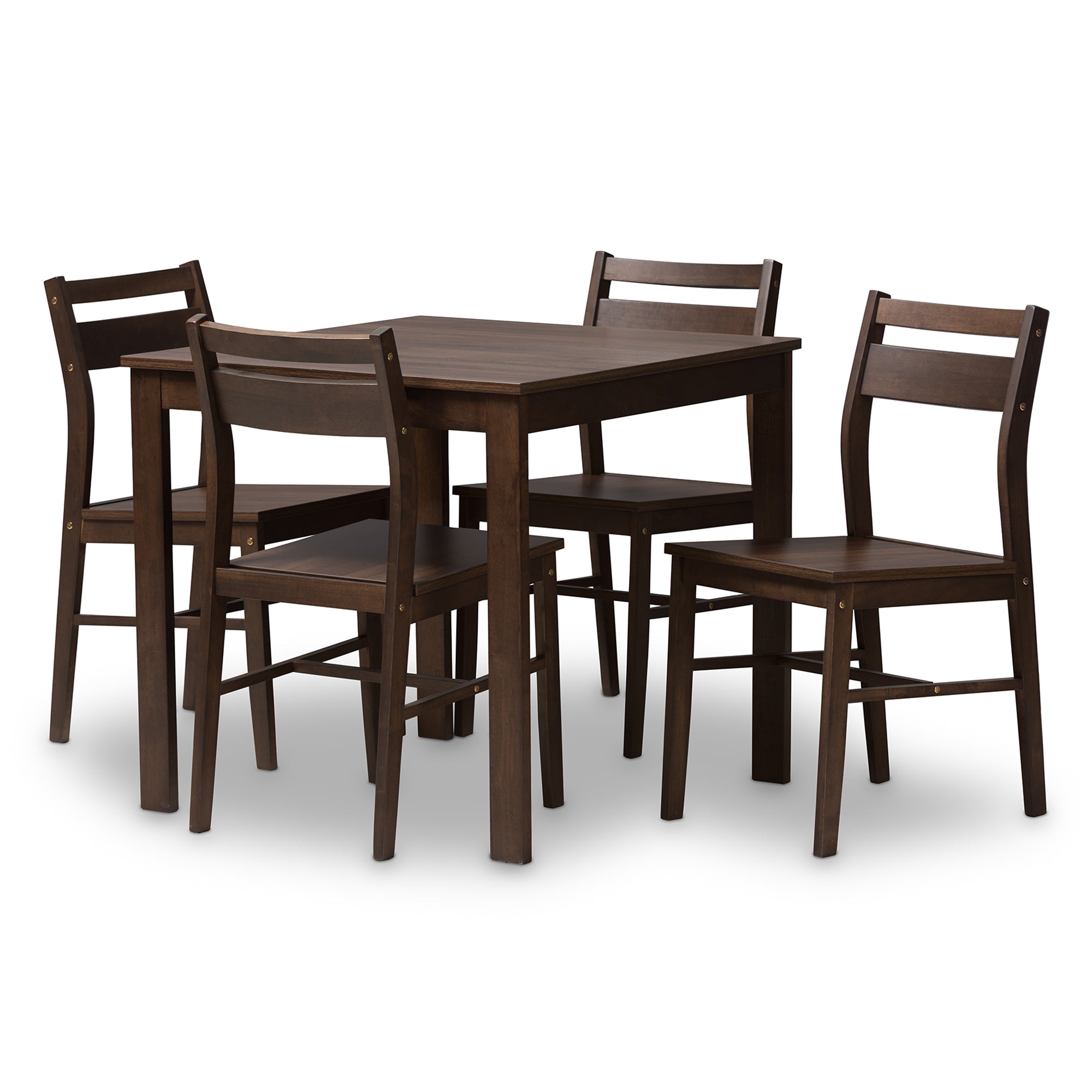 Lovy Contemporary Dining Table & Dining Chairs Walnut-Finished-Dining Set-Baxton Studio - WI-Wall2Wall Furnishings