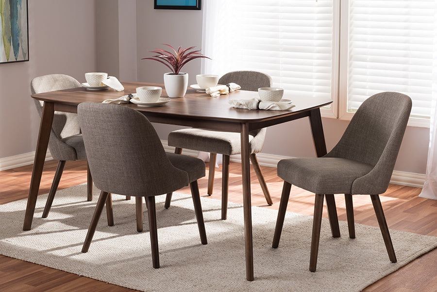 Cody Mid-Century Dining Table & Dining Chairs-Dining Set-Baxton Studio - WI-Wall2Wall Furnishings