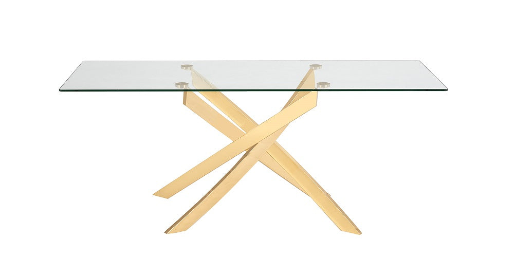 Modrest Pyrite Modern Glass and Gold Dining Table-Dining Table-VIG-Wall2Wall Furnishings
