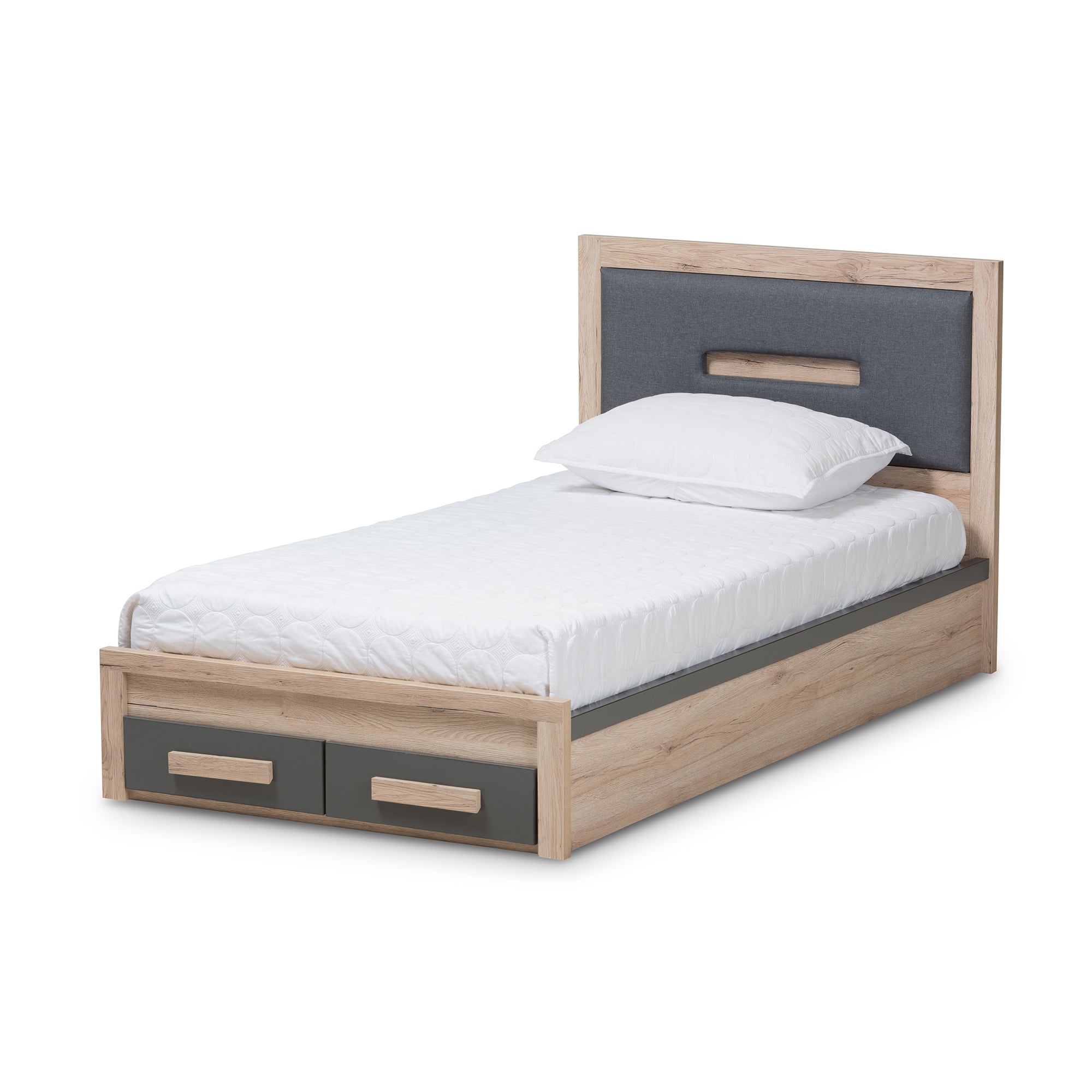 Pandora Contemporary Bed Two-Tone 2-Drawer-Bed-Baxton Studio - WI-Wall2Wall Furnishings