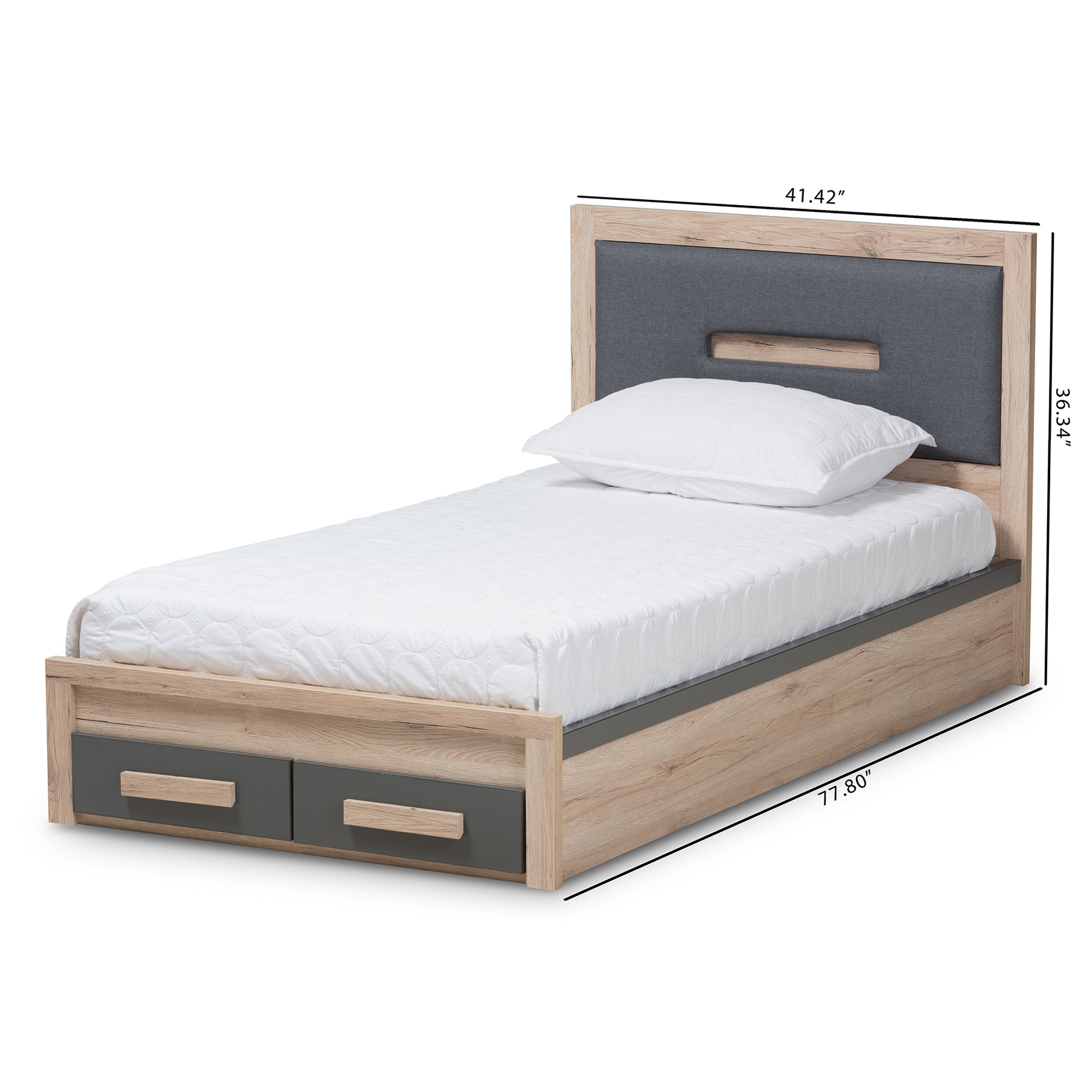 Pandora Contemporary Bed Two-Tone 2-Drawer-Bed-Baxton Studio - WI-Wall2Wall Furnishings