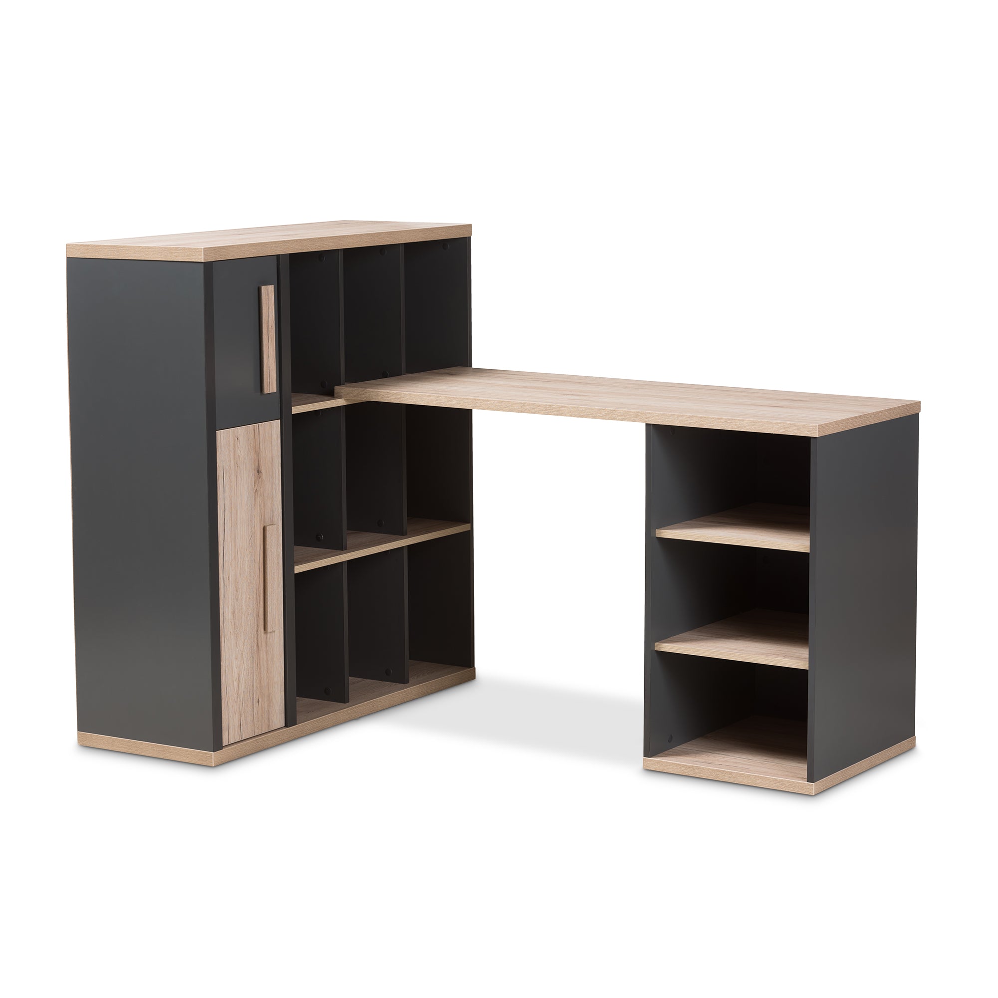 Pandora Contemporary Desk Two-Tone with Built-in Shelving Unit-Desk-Baxton Studio - WI-Wall2Wall Furnishings