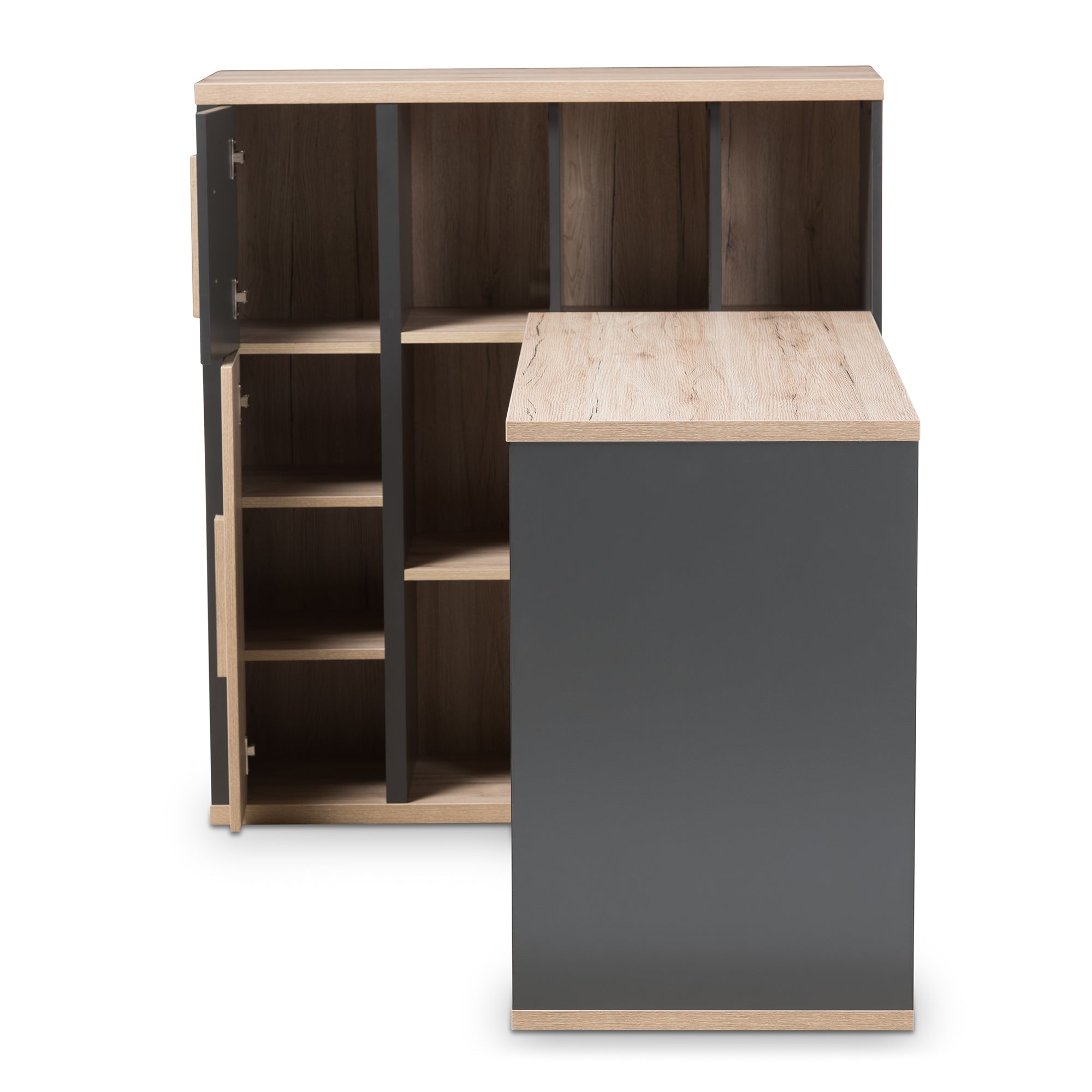 Pandora Contemporary Desk Two-Tone with Built-in Shelving Unit-Desk-Baxton Studio - WI-Wall2Wall Furnishings