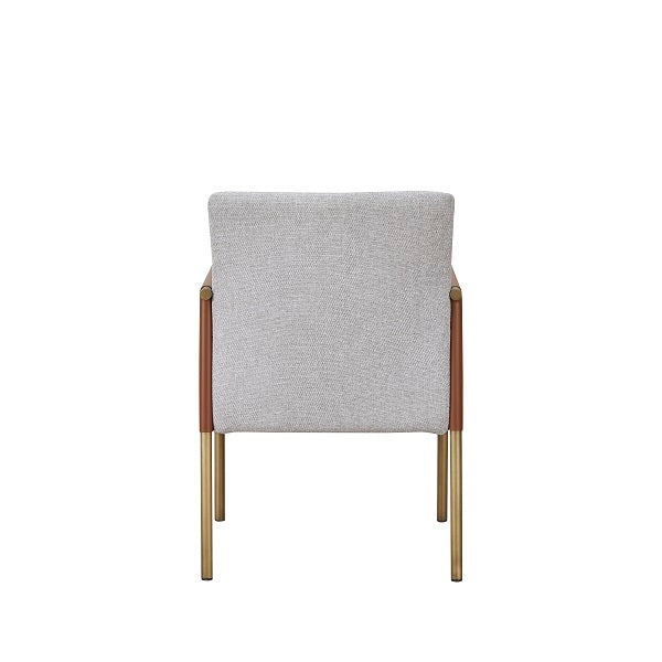 Modrest Pettit - Modern White & Brass Arm Dining Chair-Dining Chair-VIG-Wall2Wall Furnishings