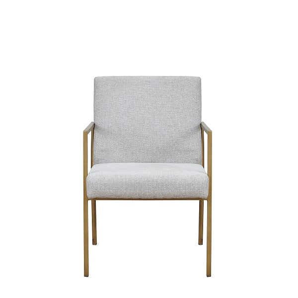 Modrest Burnham - Modern White & Brass Arm Dining Chair-Dining Chair-VIG-Wall2Wall Furnishings