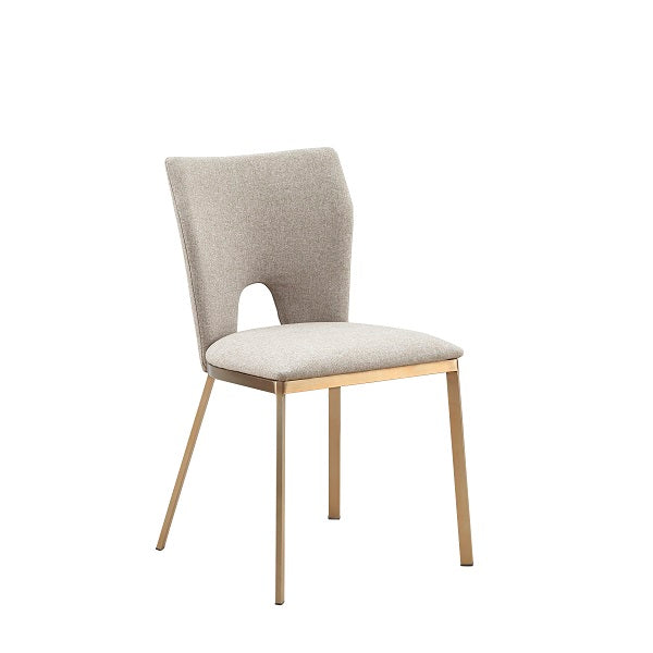 Modrest Burton - Modern Beige & Brass Dining Chair Set of 2-Dining Chair-VIG-Wall2Wall Furnishings