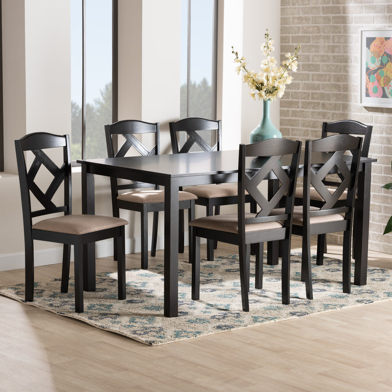 Ruth Modern Dining Table & Six (6) Dining Chairs 7-Piece-Dining Set-Baxton Studio - WI-Wall2Wall Furnishings