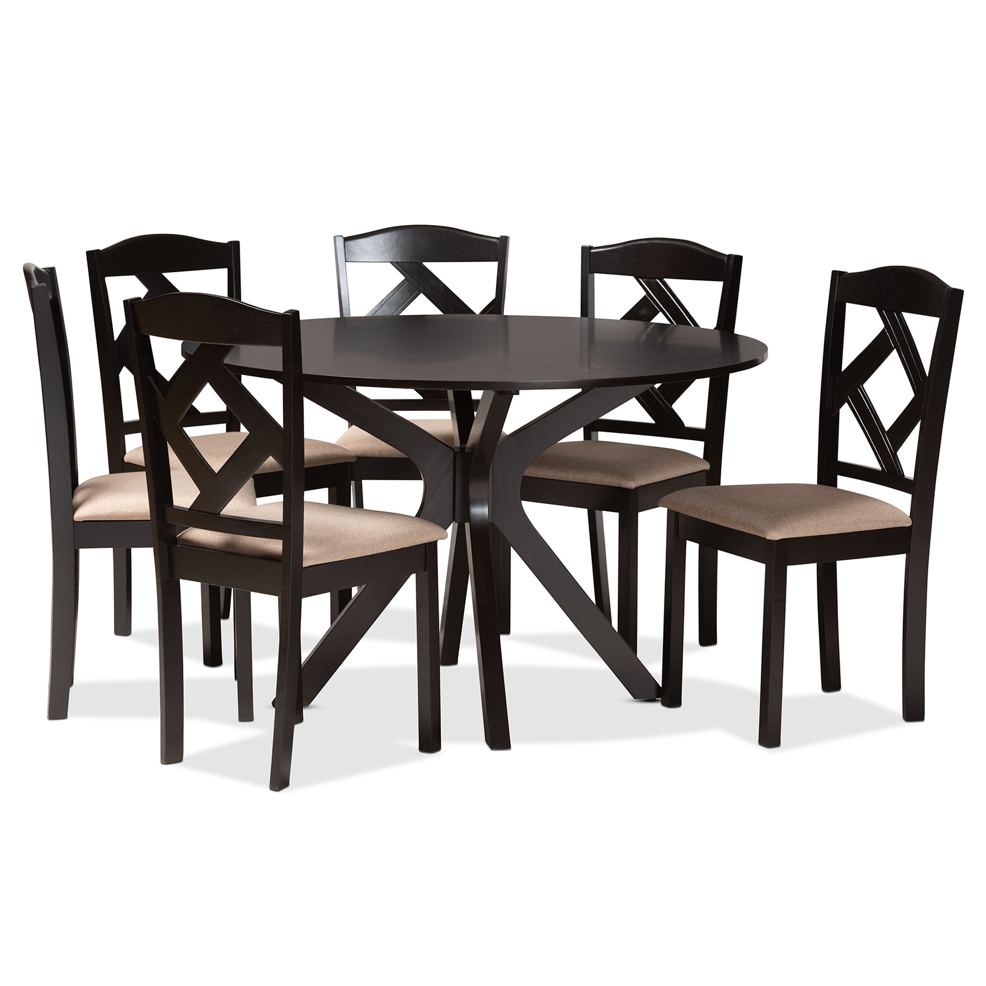 Carlin Modern Dining Table & Six (6) Dining Chairs 7-Piece-Dining Set-Baxton Studio - WI-Wall2Wall Furnishings